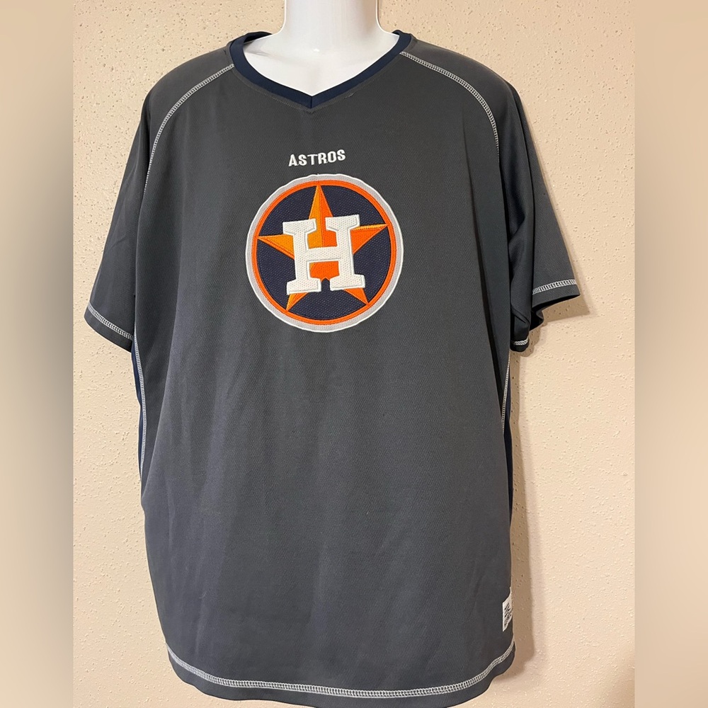 XXL MLB Authentic Grey Embroidered Houston Astros Men's Jersey Vneck S/S Shirt